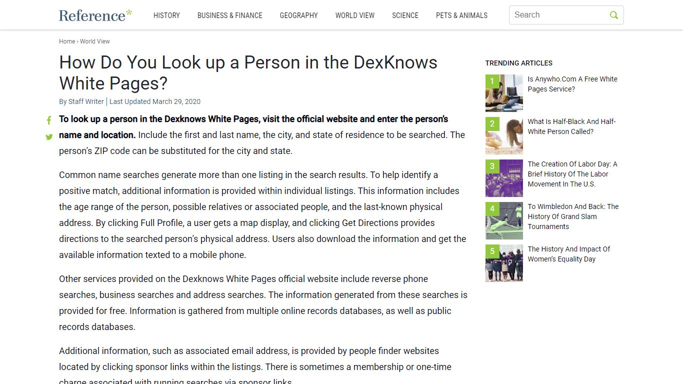 How Do You Look up a Person in the DexKnows White Pages? - Reference.com